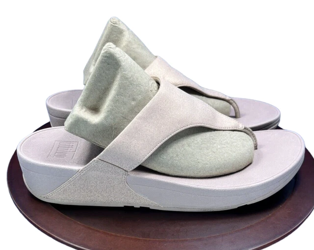 Fitflop Lulu Shimmersuede Thong Sandals Women Size 11 Rose Gold U04 323
