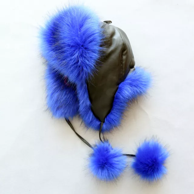 WOMEN KIDS FAUX Fox Fur Ushanka Trapper Hat Winter Warm Russian Earflap ...