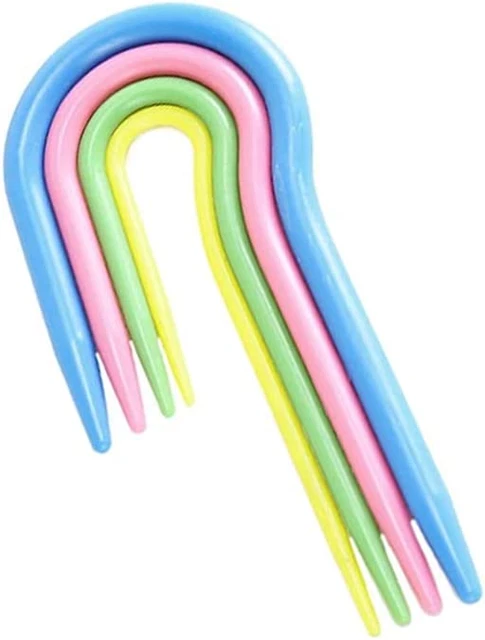 Agujas de tejido a mano de cable de plástico en forma de U, ganchillo curvo