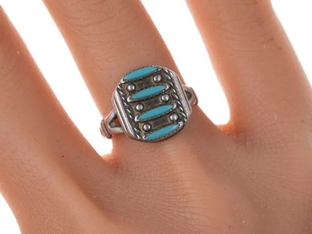 Vintage Zuni Native American Sterling Turquoise Size 6.25 ring
