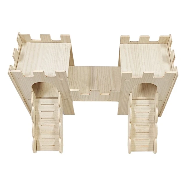 Guinea Pigs Wood Houses Chipmunk Castle Nest Training Play Toy for Hamster