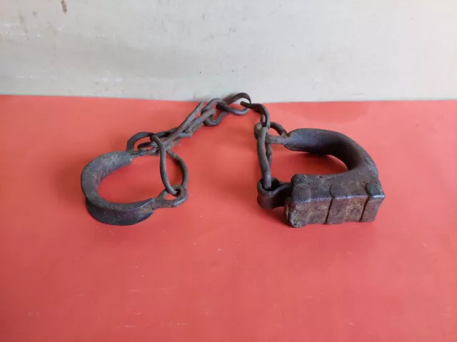Old Antique Primitive Hand Wrought Iron Horse Shackles Hobbles Farm Rural 19th