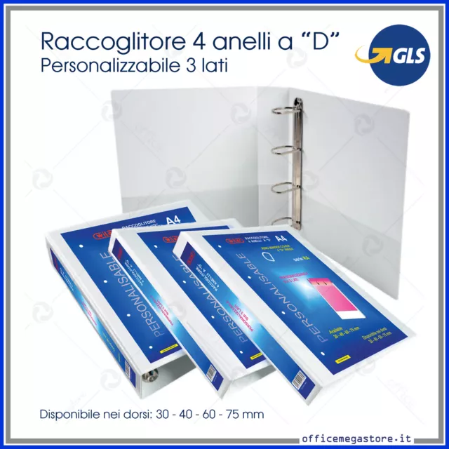 raccoglitore ad anelli a4 personalizzabili bianco x buste forate ufficio scuola