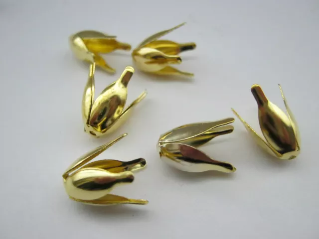 20 Gold Bead Caps Flower Petal 12mm Metal Bead Ends Jewellery Making Findings