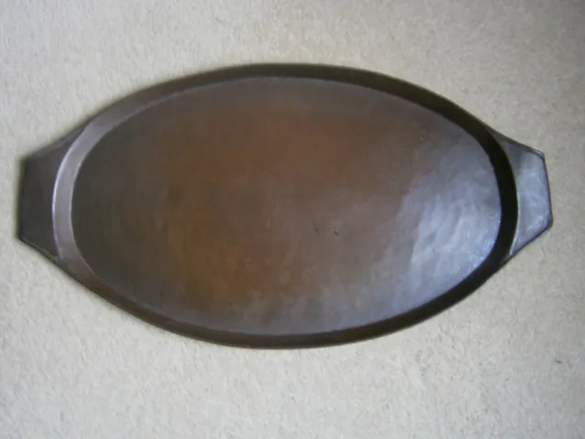 Vintage Large Oval Shaped Hammered Copper 27 Inch Tray / Server