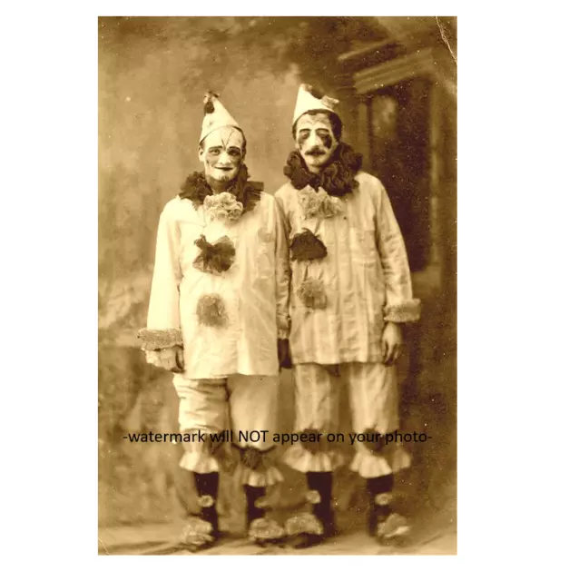 Vintage Creepy Circus Clowns Scary PHOTO Happy Sad Freak Creepy Weird Sideshow