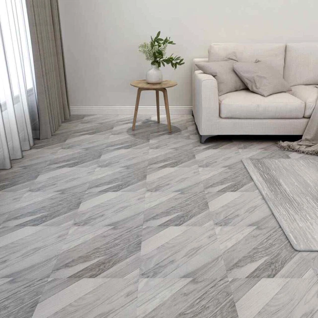 Listoni Pavimenti Autoadesivi 55 pz in PVC 5,11 m? Grigi Rigati