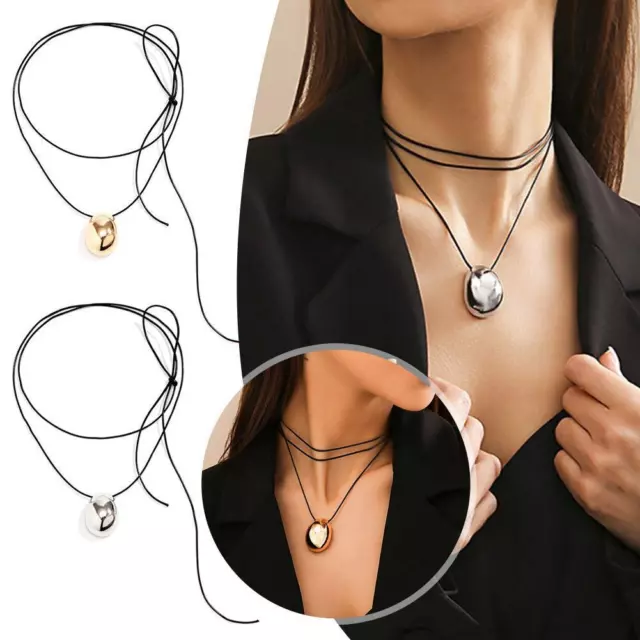 Geometric Egg Waxing Line Necklace for Women Fashion Jewelry Minimalist Acc I0A1