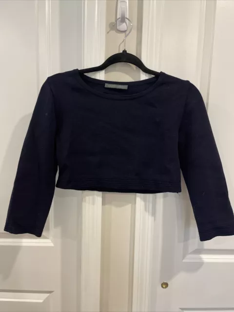 Alberta Ferretti Navy Blue Knit Crop Sweater Size 2