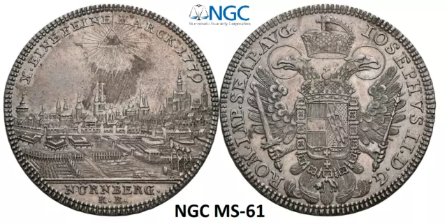 NGC Nurnberg 1779 MS 61 1 Thaler Silver City View Coin Germany Rare Type