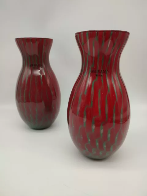 58497 Vaso in vetro di Murano  rosso con sfumature verdi