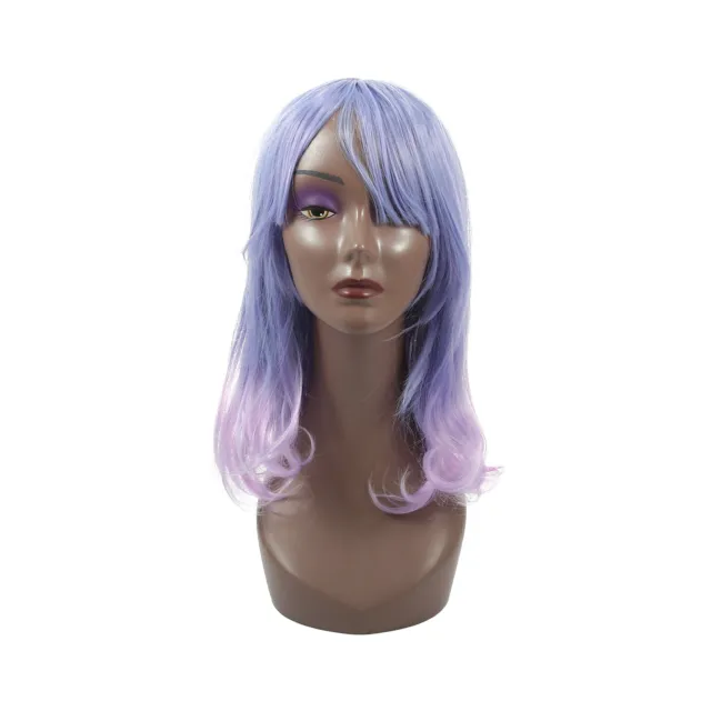 Item of 1 Hair Wigs for Women 20" Purple Gradient Pink Curly Wig with Wig Cap