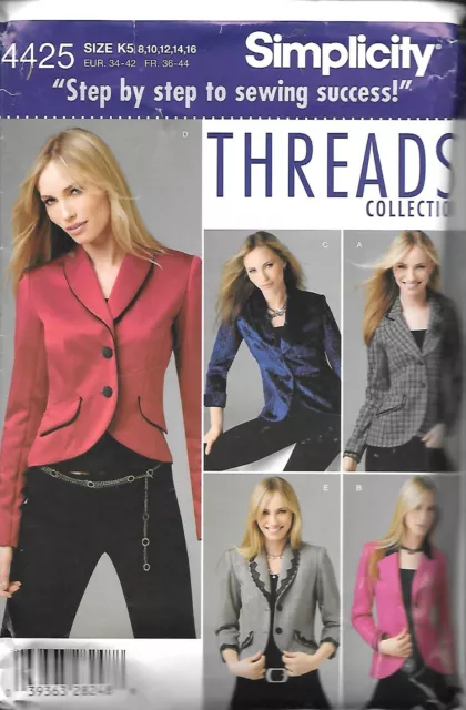 Simplicity #4425 Misses' Jacket Blazer - Size 8-16 - UNCUT
