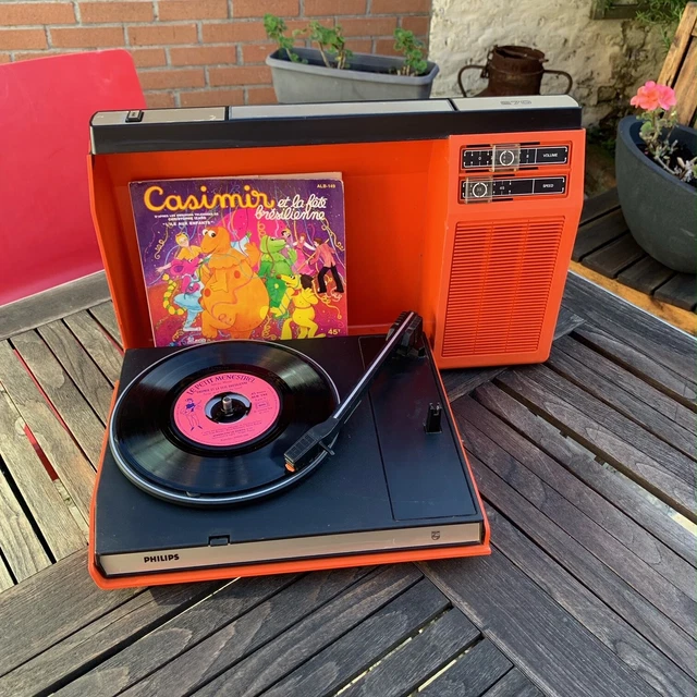 Tourne-disque Philips 200 Valise électrophone Vintage – Orange – Années 60/70