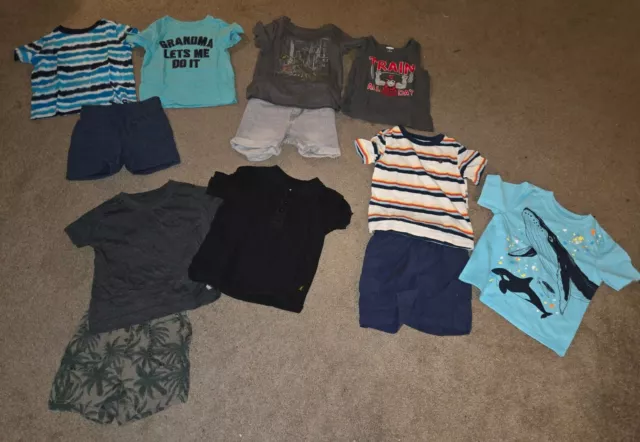 Lot of 12 pc Boys Size 2T Summer Clothing Garnanimals, Old Navy, Cat & Jack