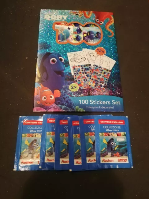 Disney Pixar Finding Dory 100 stickers set +disegni +6 pacchetti figurine auchan