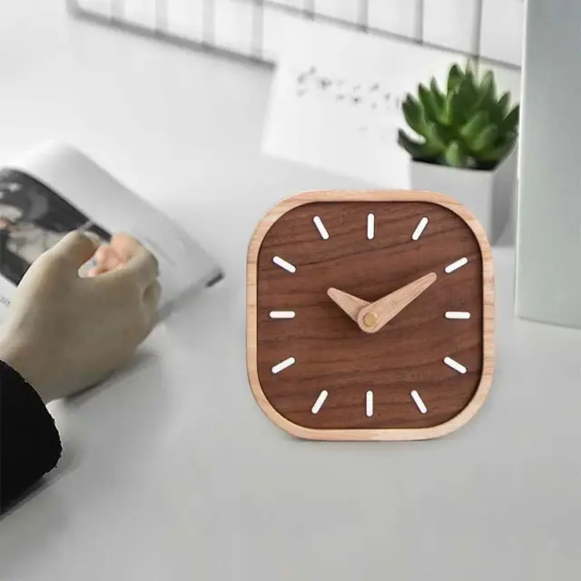 Horloge de Table en bois, silencieuse, moderne, pour bureau, salon, étagère