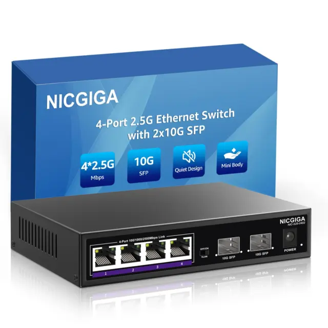 ienRon 10 Ports Gigabit Ethernet Switch-8 Gigabit Ports+2Gigabit Uplink  Ports,Unmanaged Network Switch,Ethernet Splitter| Plug & Play| Fanless  Metal