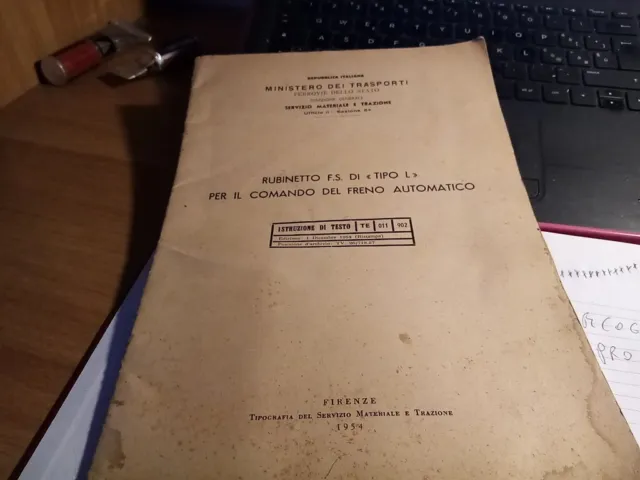 Libro Ferrovie Dello Stato Rubinetto F. S. Di Tipo L. Per Il Comando Del...