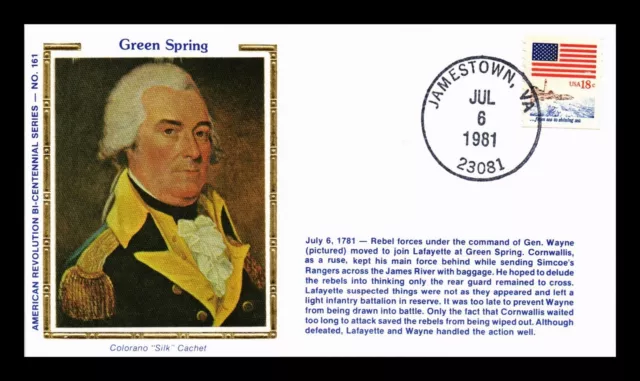 Dr Jim Stamps Us Green Spring American Revolution Colorano Silk Cachet Cover