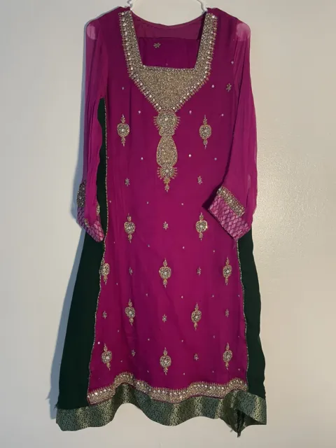 Pakistan indian dresses Wedding Party Frock A Line Shirt Worn Once