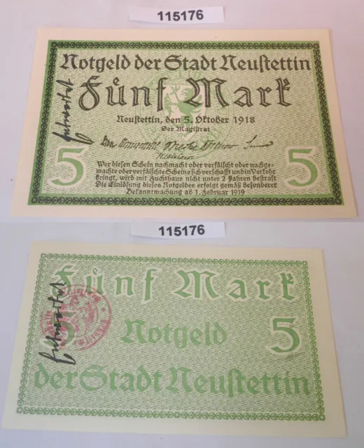 5 Mark Banknote Notgeld Stadt Neustettin 5.Oktober 1918 (115176)