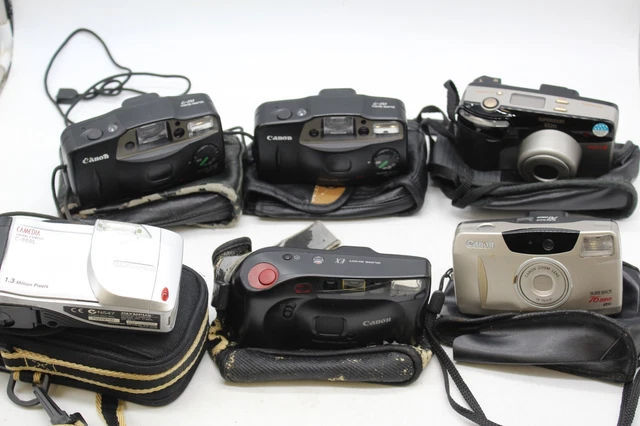 F x6 Vintage Point & Shoot Cameras Inc. Canon Sure Shot, Olympus Super Zoom etc
