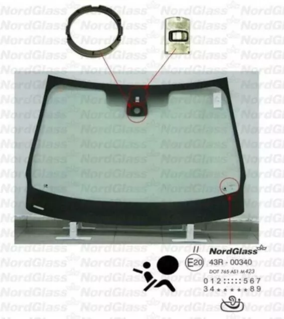 Für Renault Megane III 2008-2016 Windschutzscheibe Scheibe Grün Sensor Akustik