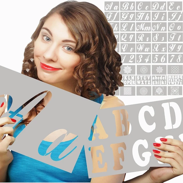 CURSIVE LARGE LETTER Stencils 45 Piece Reusable Template for
