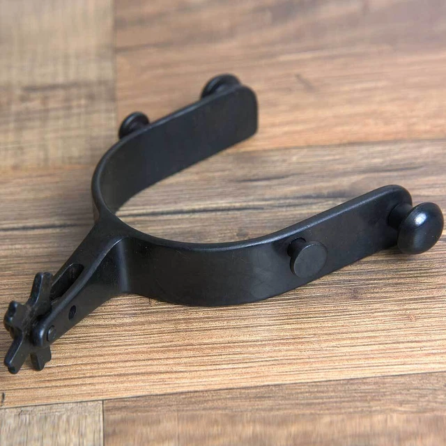 16CN Hilason Western Black Steel Adult Angled Horse Riding Rodeo Spurs Pair