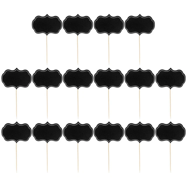 Lot De 100 étiquettes Alimentaires Vierges Pour Buffet – 9x6 Cm, Marron, Cure-dents Inclus, Pour Fête, Mariage