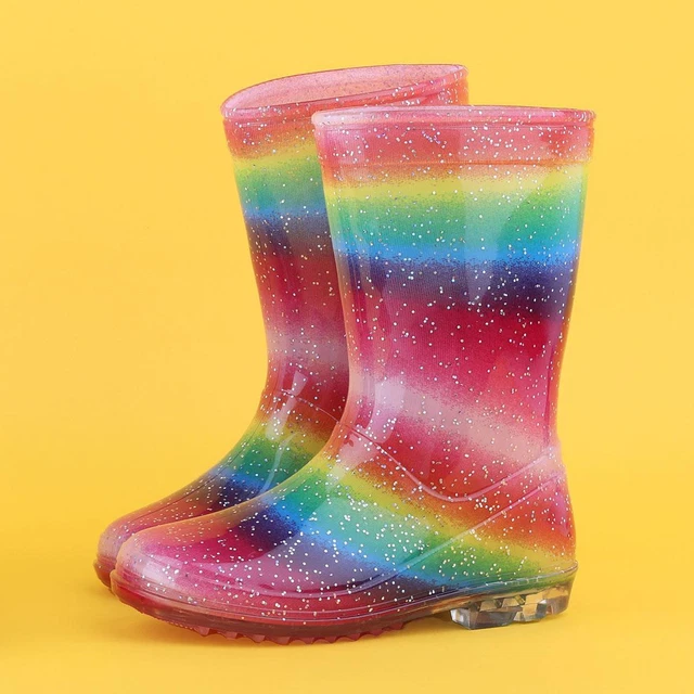 KIDS WELLIES RAINBOW Girls Glitter Multicoloured shoezone SIZE