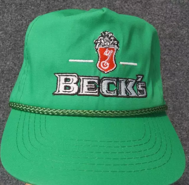 Beck's Beer HAT Baseball Cap Vintage unique snap n back NICE