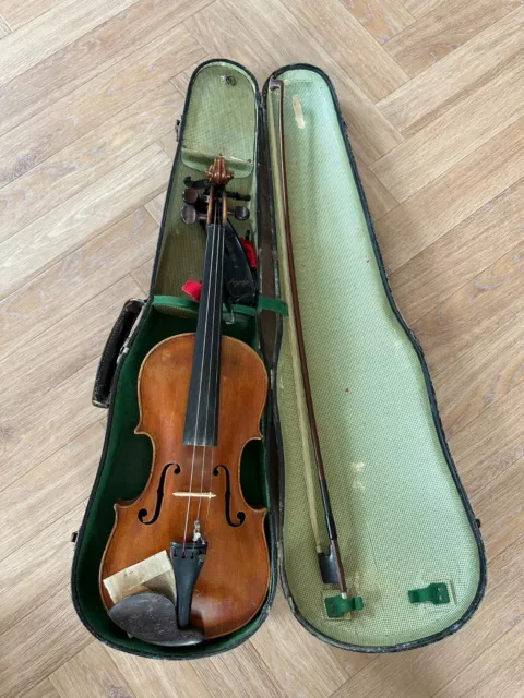 Alte Geige Violine Vintage mit Zettel Geigenkoffer Auflösung Original Antik