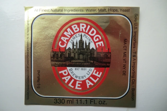 Mint Paine St Neots Cambridge Pale Ale Imported Usa Brewery Beer Bottle Label