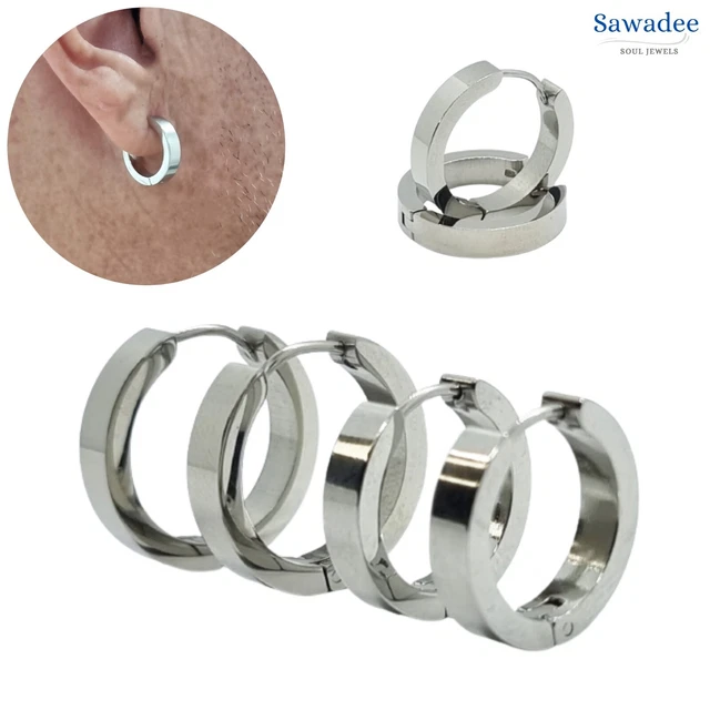 JewelryWe Gioielli 13MM Orecchini a Cerchio Rotondo da Uomo