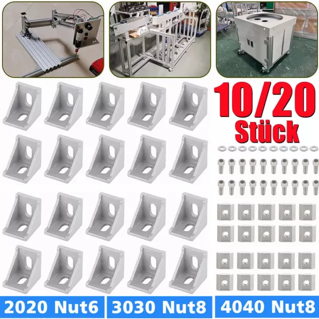 1/10/20x Eckwinkel 40x40 Winkel Nut 8 Aluprofil Winkelverbinder Befestigungs Set