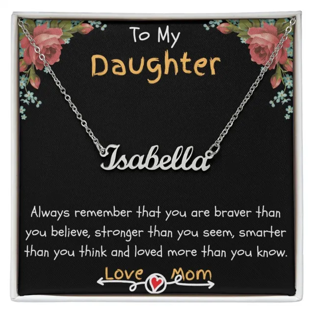 To My Daughter Personalized Name Necklace, Christmas, Birthday Gift For Daughter