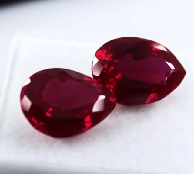 12 ct naturel impeccable Mozambique rouge sang rubis poire coupe paire de...