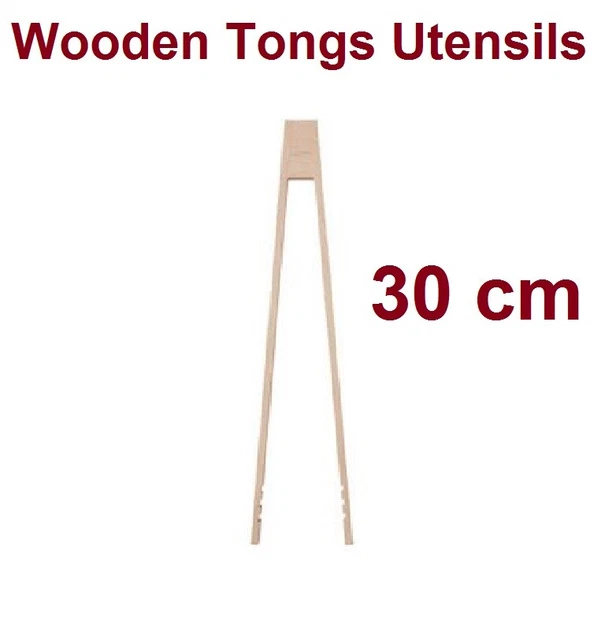 IKEA OLJIG BEECH kitchen Wooden Tongs Utensils BBQ Bread Serving Tong