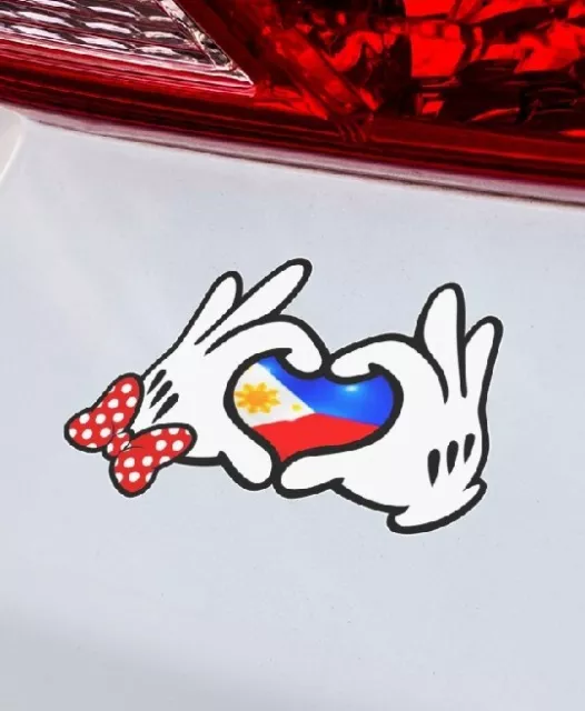 Mick3Y And Minni3 Hands With Philippines Flag Sun And Stars Decal Sticker