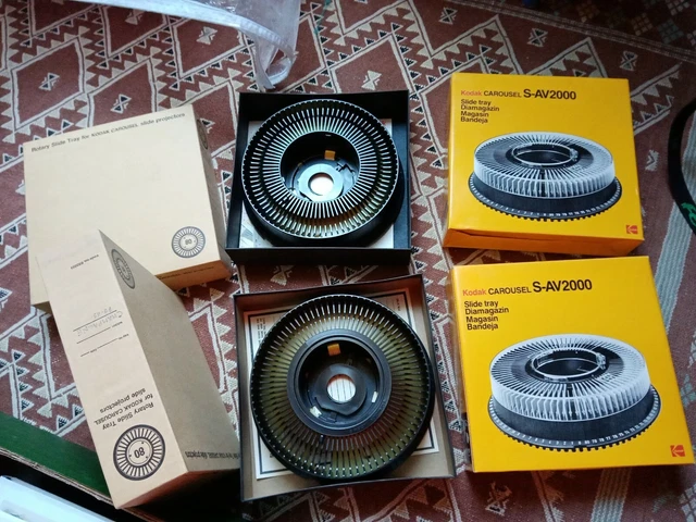Vintage-LOT 4 CARROUSELS  DIAPOS-diapositive- KODAK S-AV2000-slide tray-magasin