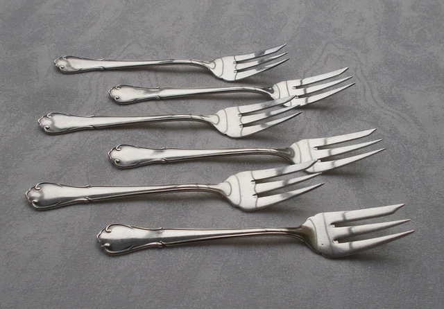 Fourchettes à gâteau filet rond hollandais (6) - Argent