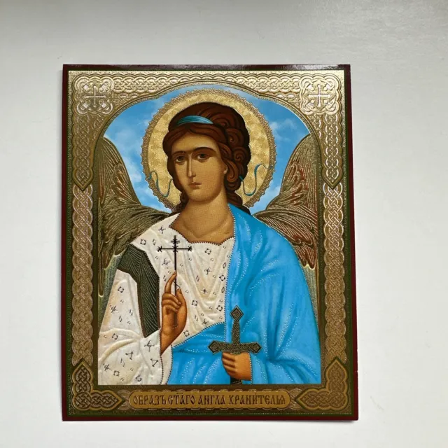 RUSSIAN Orthodox Icon Guardian Angel Lithograph 12x10cm ThinCardboard