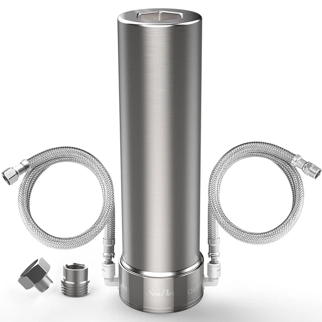 Sistema de filtro de agua debajo del fregadero SimPure V7 de 5 etapas 20,000 galones acero inoxidable