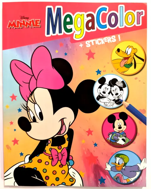 Malbuch Disney Minnie Maus Megacolor DIN A4 mit 120 Malvorlagen +25 Sticker