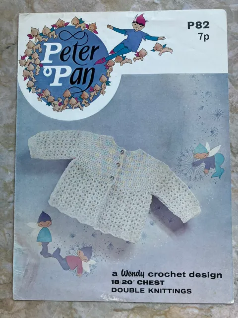 Vintage 1970's Peter Pan Wendy DK  Knitting Pattern Baby P82 824.1.25