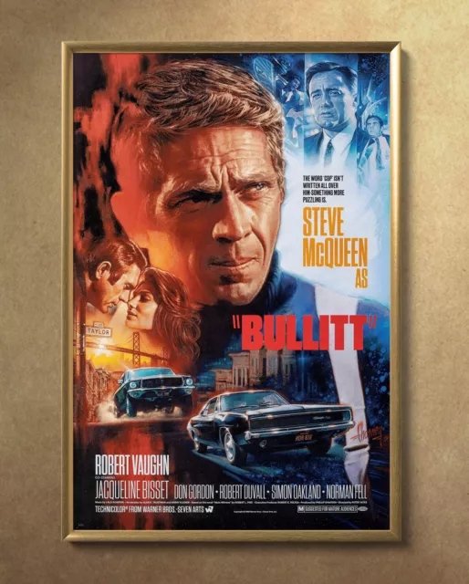 Bullitt Steve McQueen 1968 Movie Poster 24"x36" Borderless Glossy Print 6807