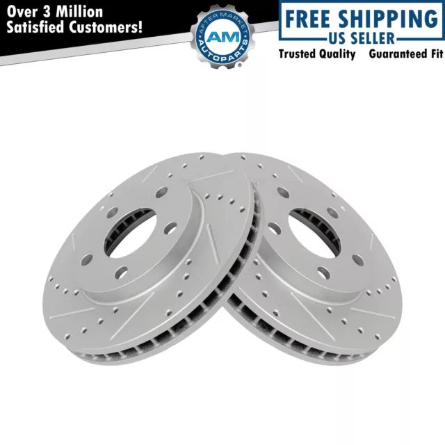 Performance Brake Rotor Drilled Slotted Front Coated Pair for Chevy