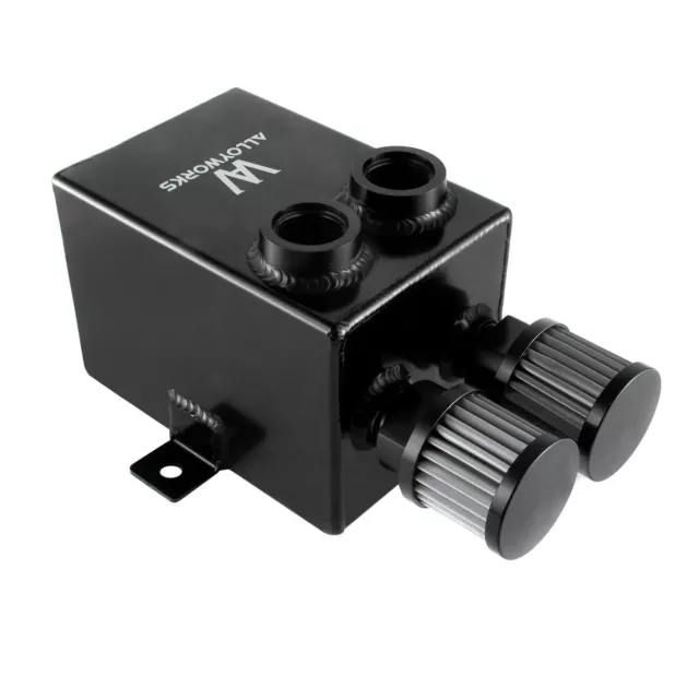Universal 2.0L 2x 12AN Oil Breather Catch Tank & Filter & Drain Aluminum New